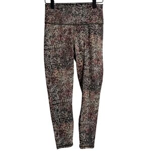 Fabletics PowerHold High Waisted Leggings Green Brown Abstract Speckle Size XS